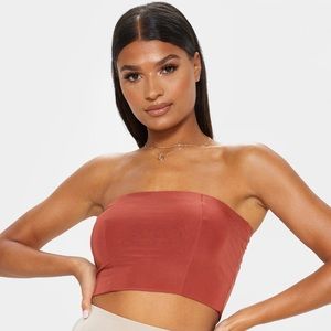 PrettyLittleThing Helsa Spice Slinky Bandeau Crop Top